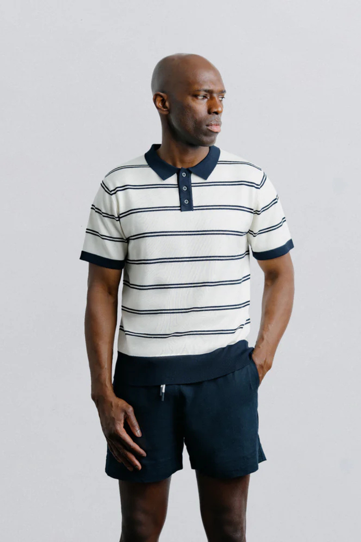 Stripe Knit Polo - Hot Peppers Clothing