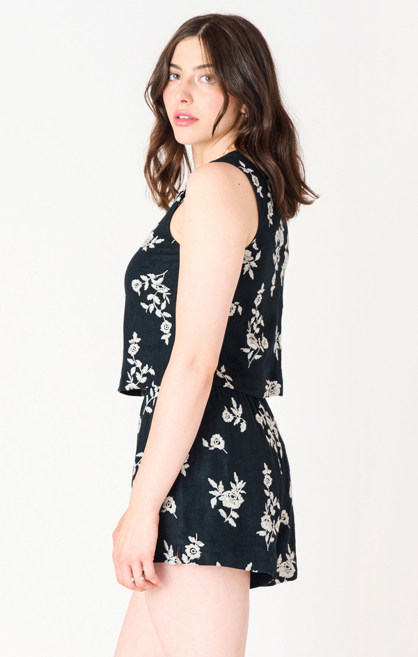 Square-Neck Embroidered Top
