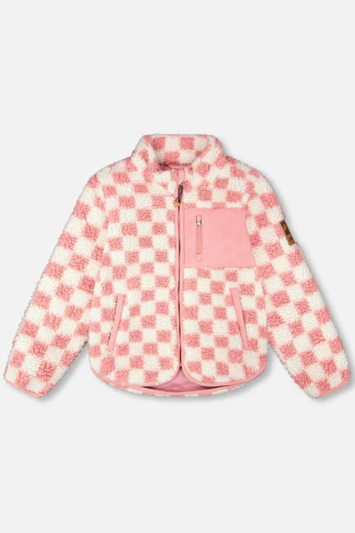 Sherpa Jacket Pink Checkerboard