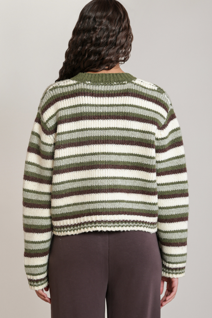 Dex Mabel Striped Button-Front Cardigan