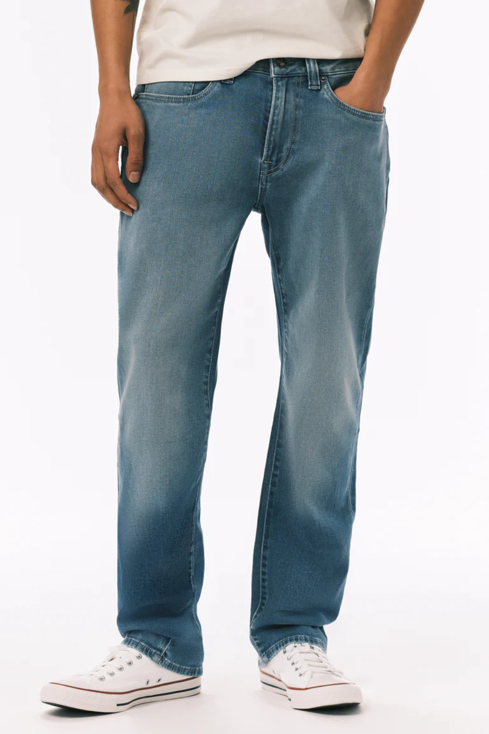 Buffalo David Bitton Straight Six Freedom Flex Jeans in Sanded Wash - Hot Peppers Clothing