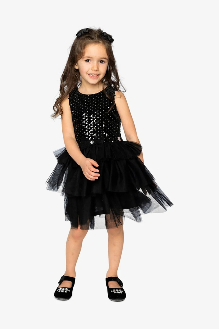 Deux Par Deux Bi-Material Sleeveless Dress Black