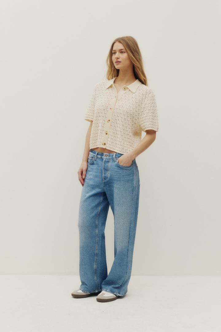 Monica Beach Knit Button Up - Hot Peppers Clothing