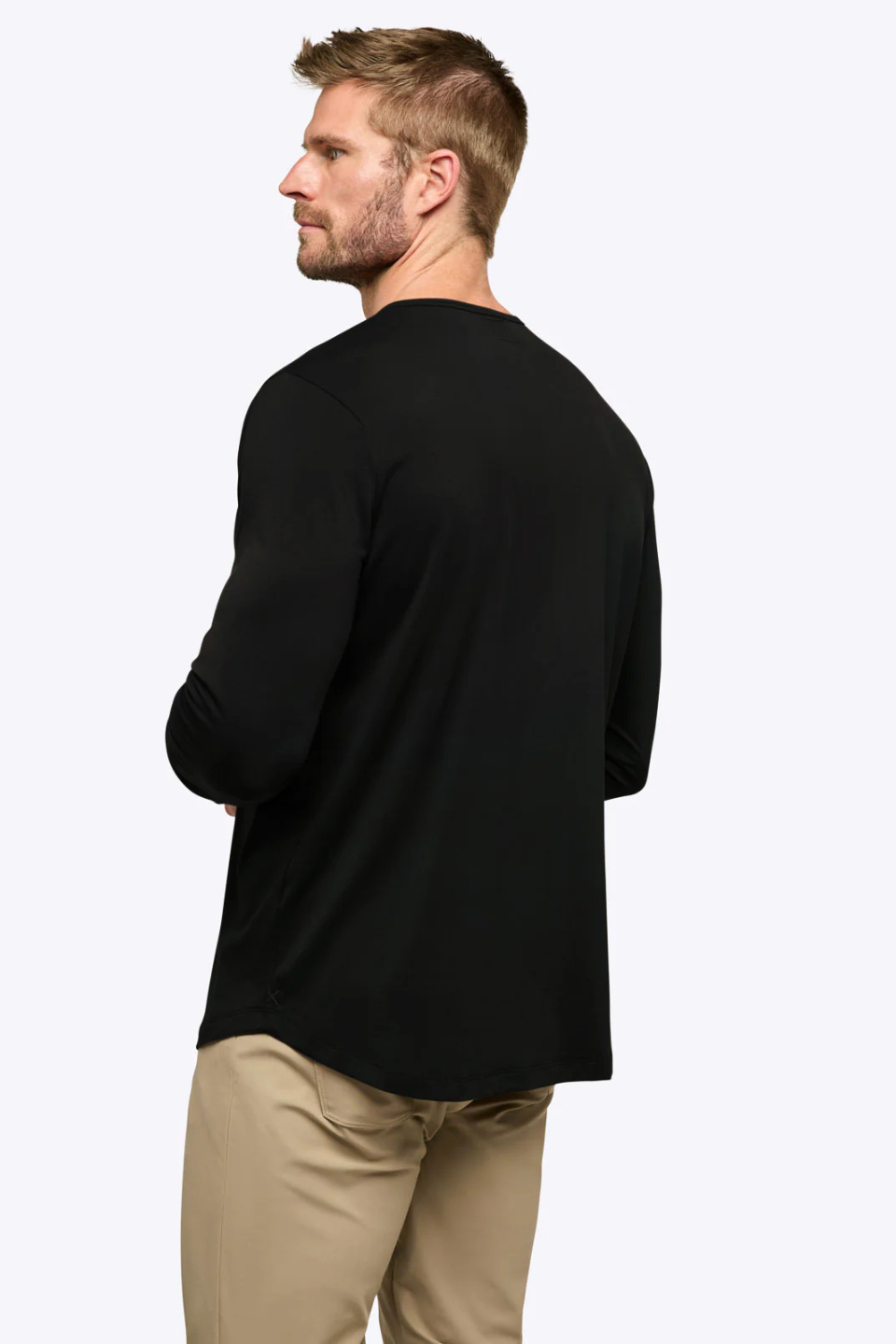 AO Long Sleeve Henley Curve-Hem