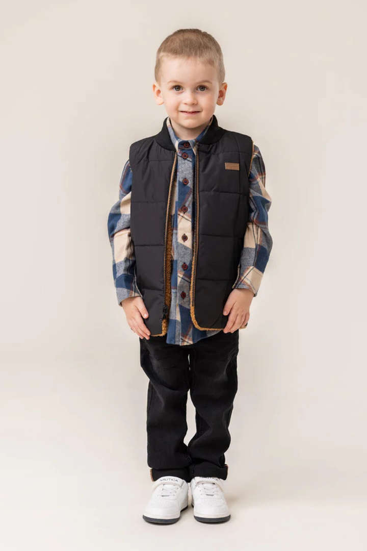 Black Reversible Quilted Vest