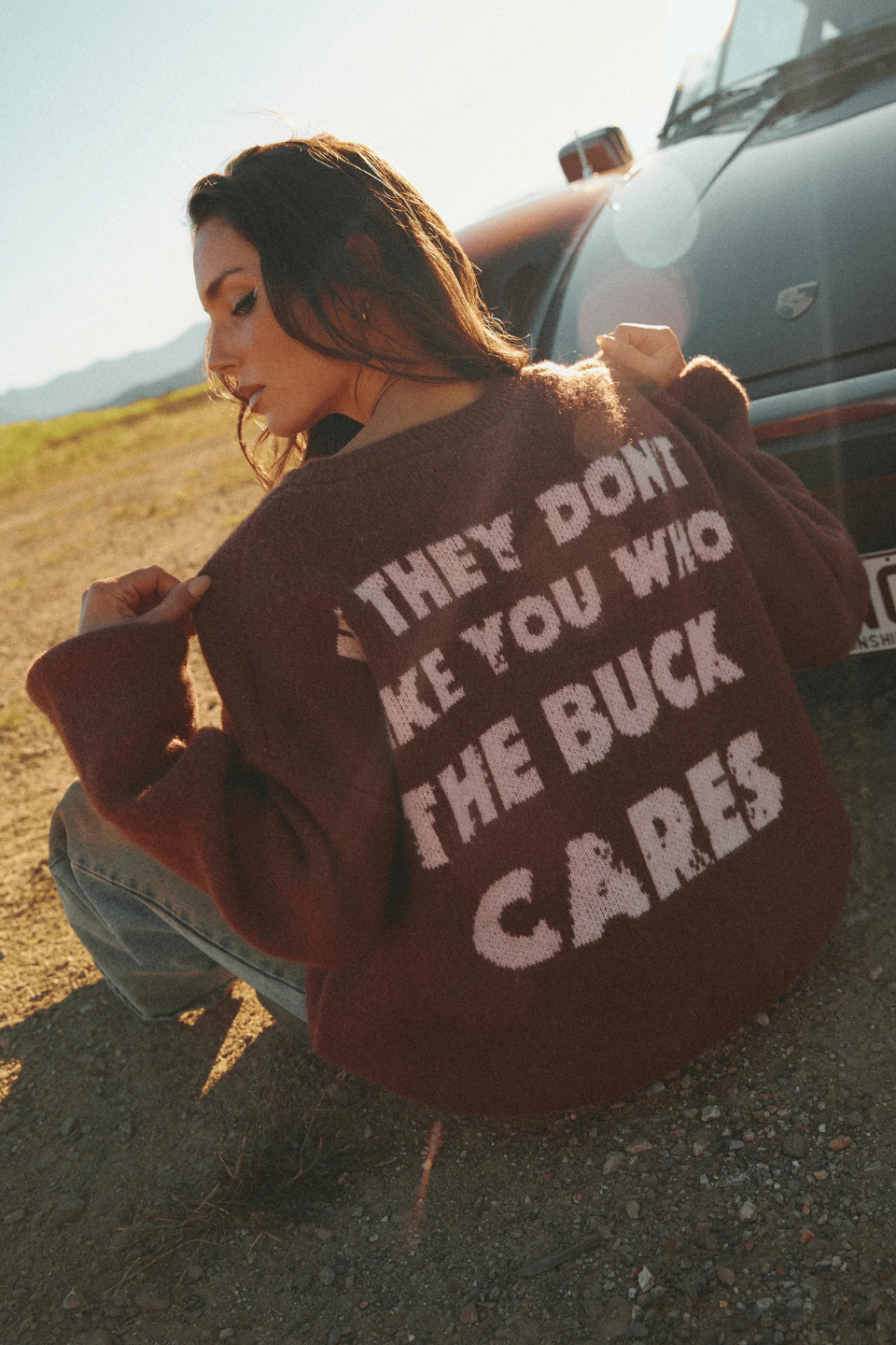 SABBI THE WHO THE BUCK CARES KNIT JUMPER