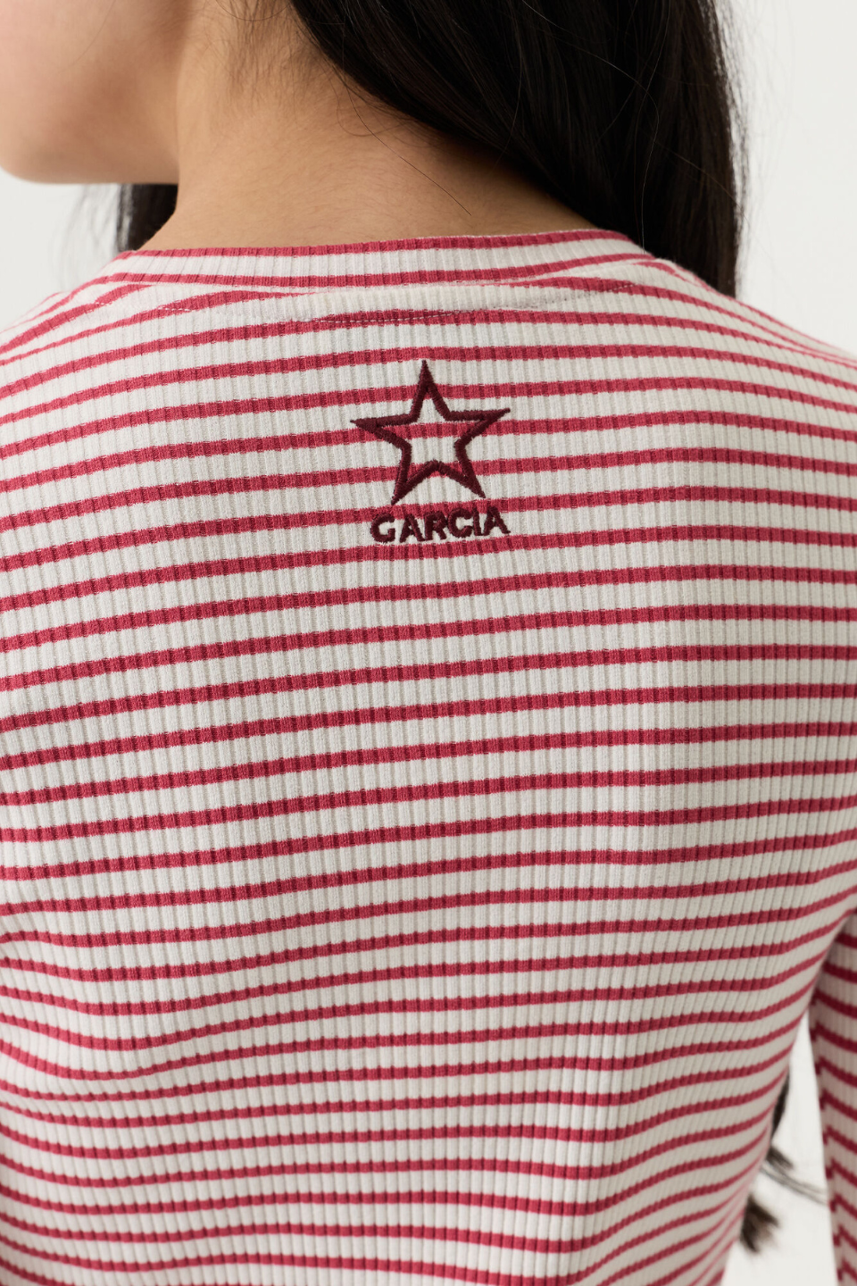 GARCIA Striped Ribbed Long-Sleeve Top