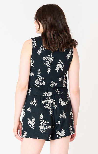Square-Neck Embroidered Top