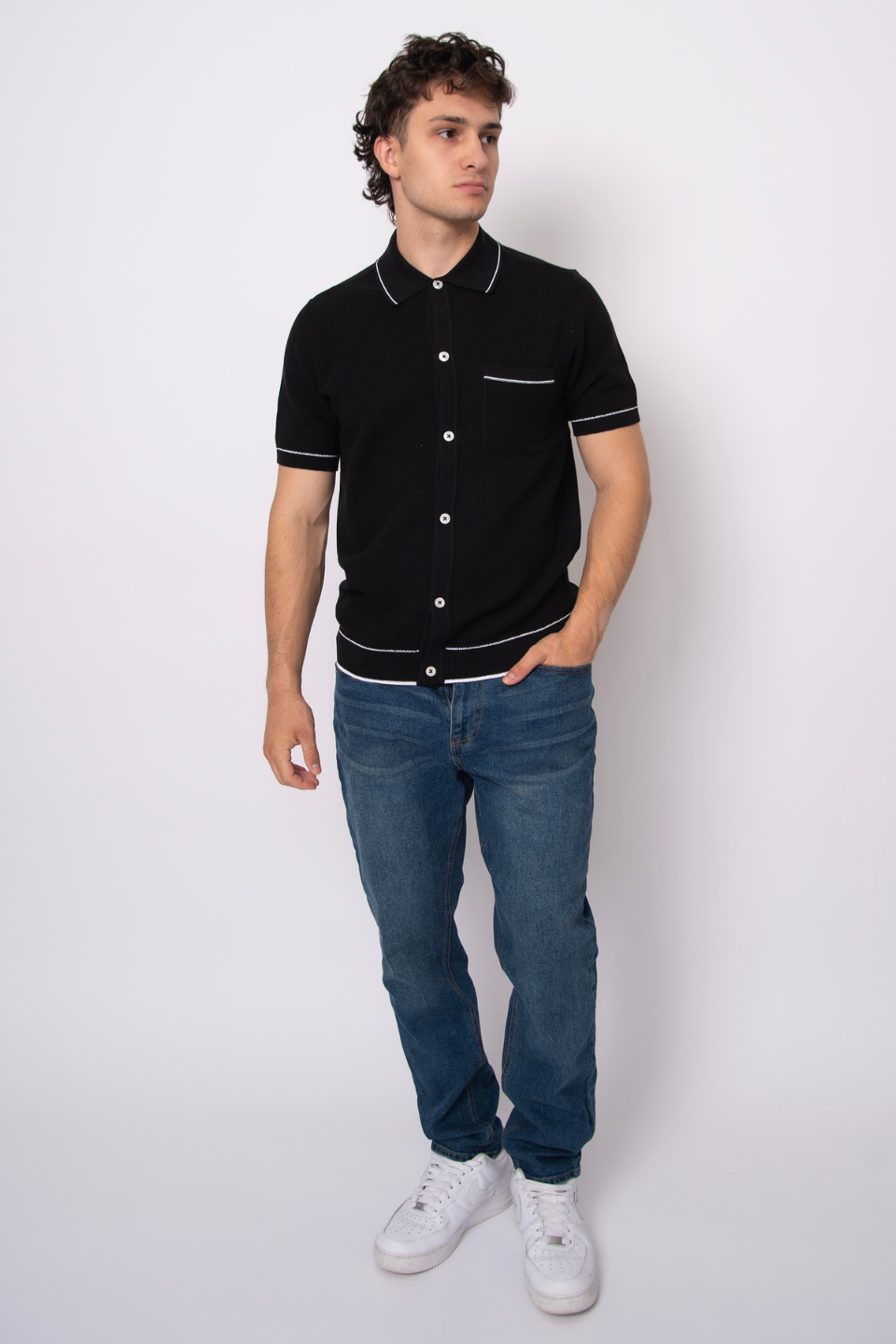 Knit Button-Front Polo - Hot Peppers Clothing