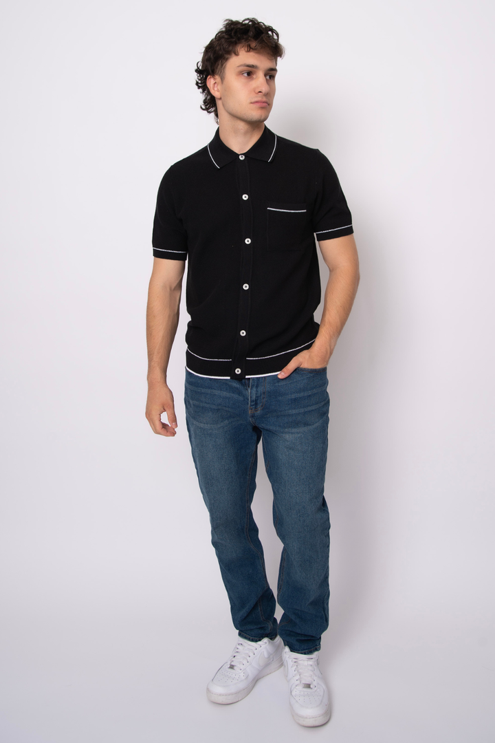 Knit Button-Front Polo - Hot Peppers Clothing