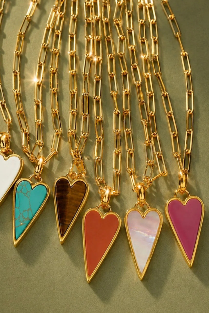 DBL Designs Double-Sided Pink Pearl &amp; Dusty Rose Raving Heart Necklace