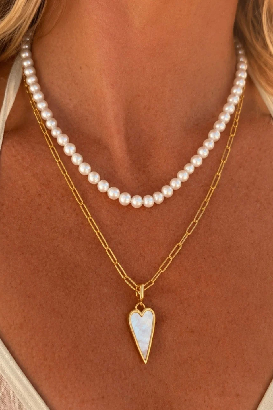 DBL Designs Double-Sided Black Onyx &amp; Pearl Raving Heart Necklace