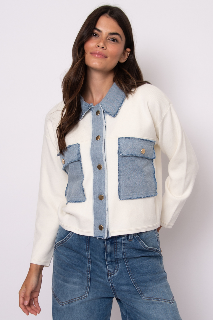 Avril Denim Combo Cardigan