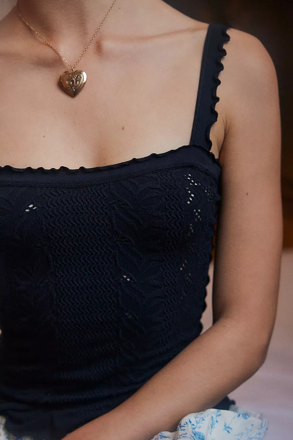 Free People So Soft Frill Square Neck Tank FREE PEOPLE