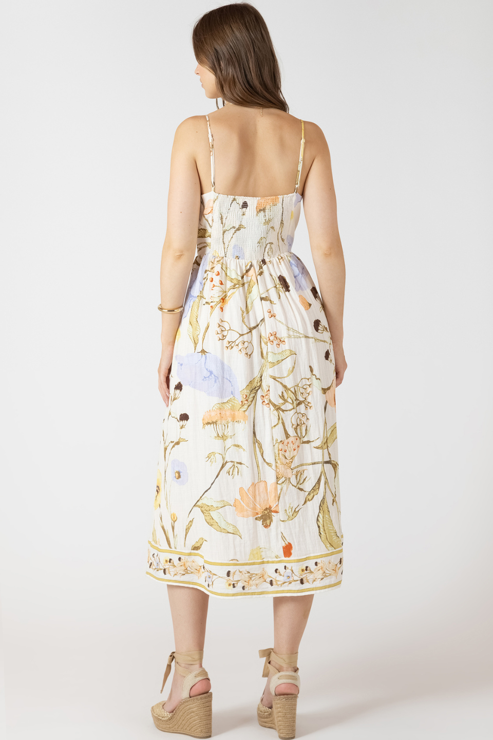 Dex Gardenia Smocked Detail Midi Dress DEX