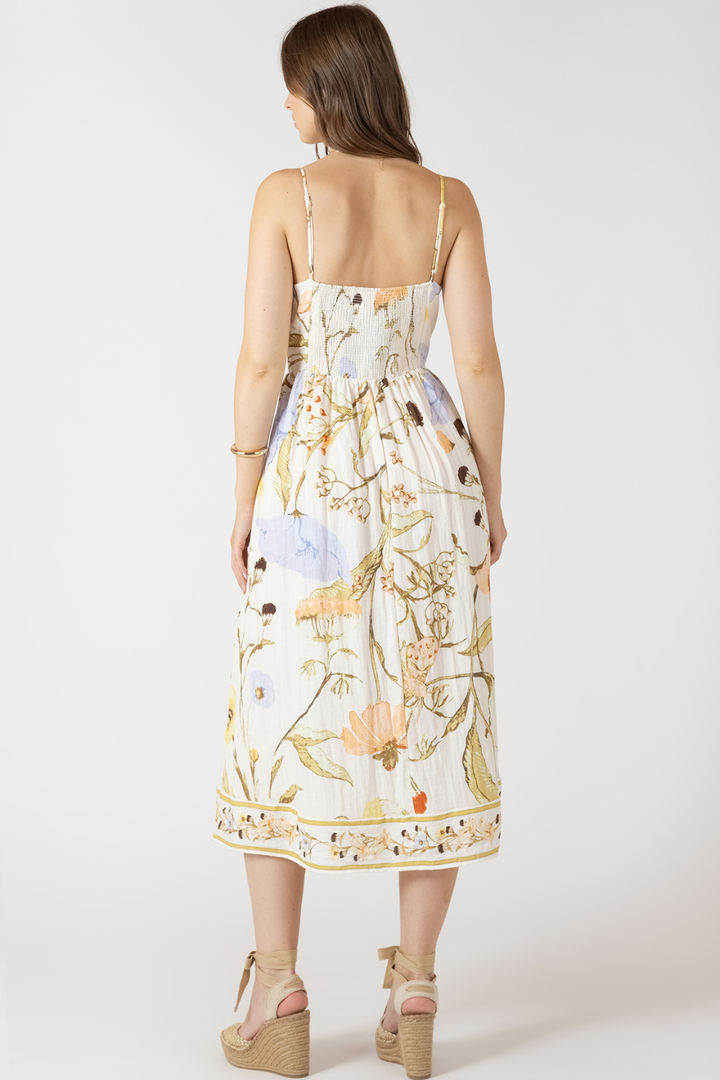 Dex Gardenia Smocked Detail Midi Dress DEX