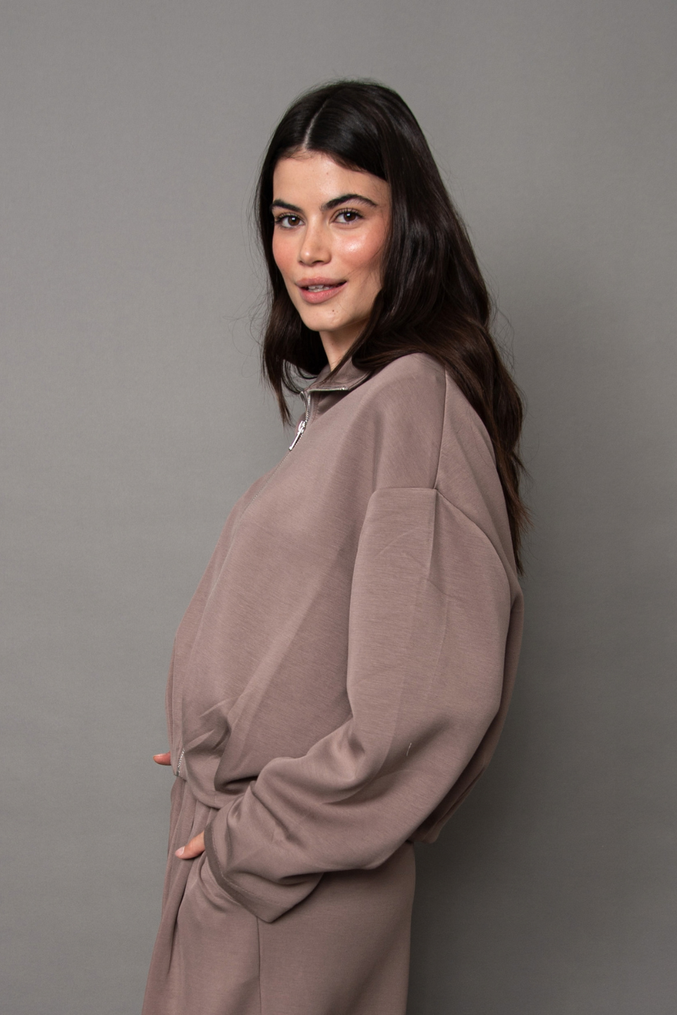 RD Style Midora Signature Soft Knit Zip Up Bubble Top