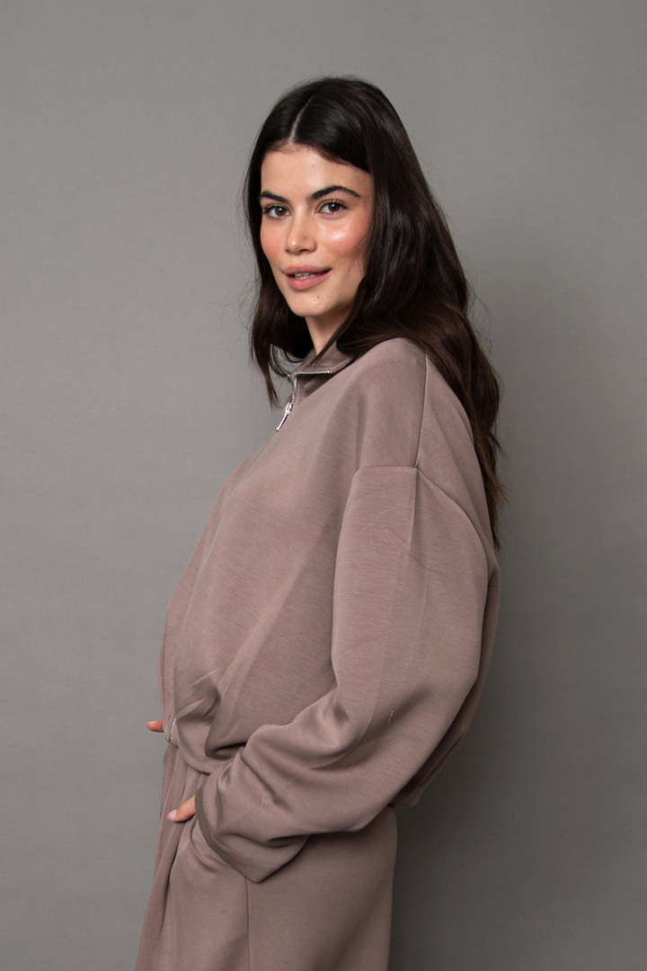 RD Style Midora Signature Soft Knit Zip Up Bubble Top