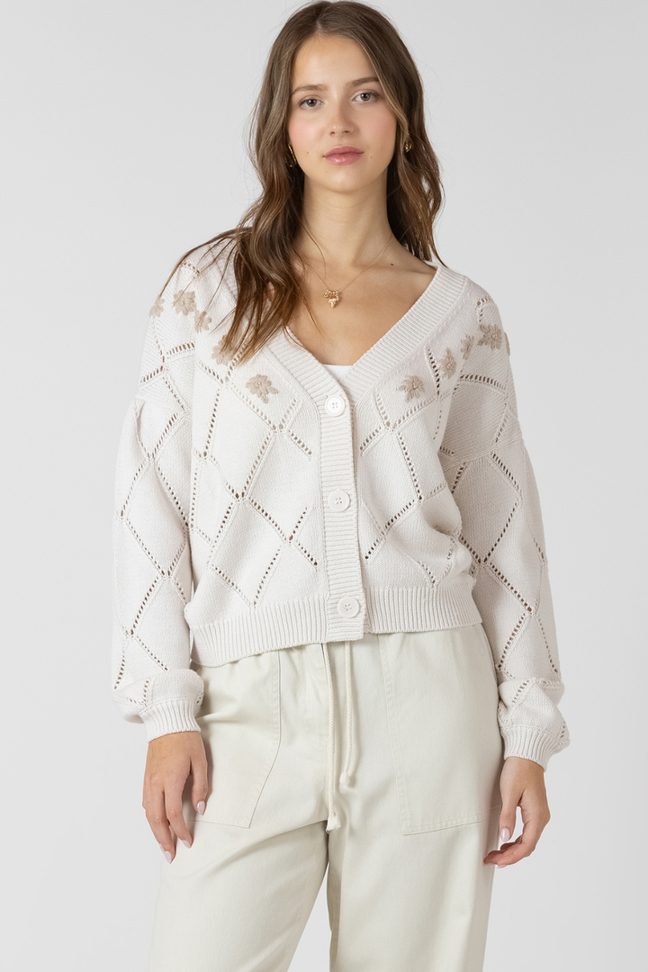 Ellie Embroidered Pointelle Cardigan