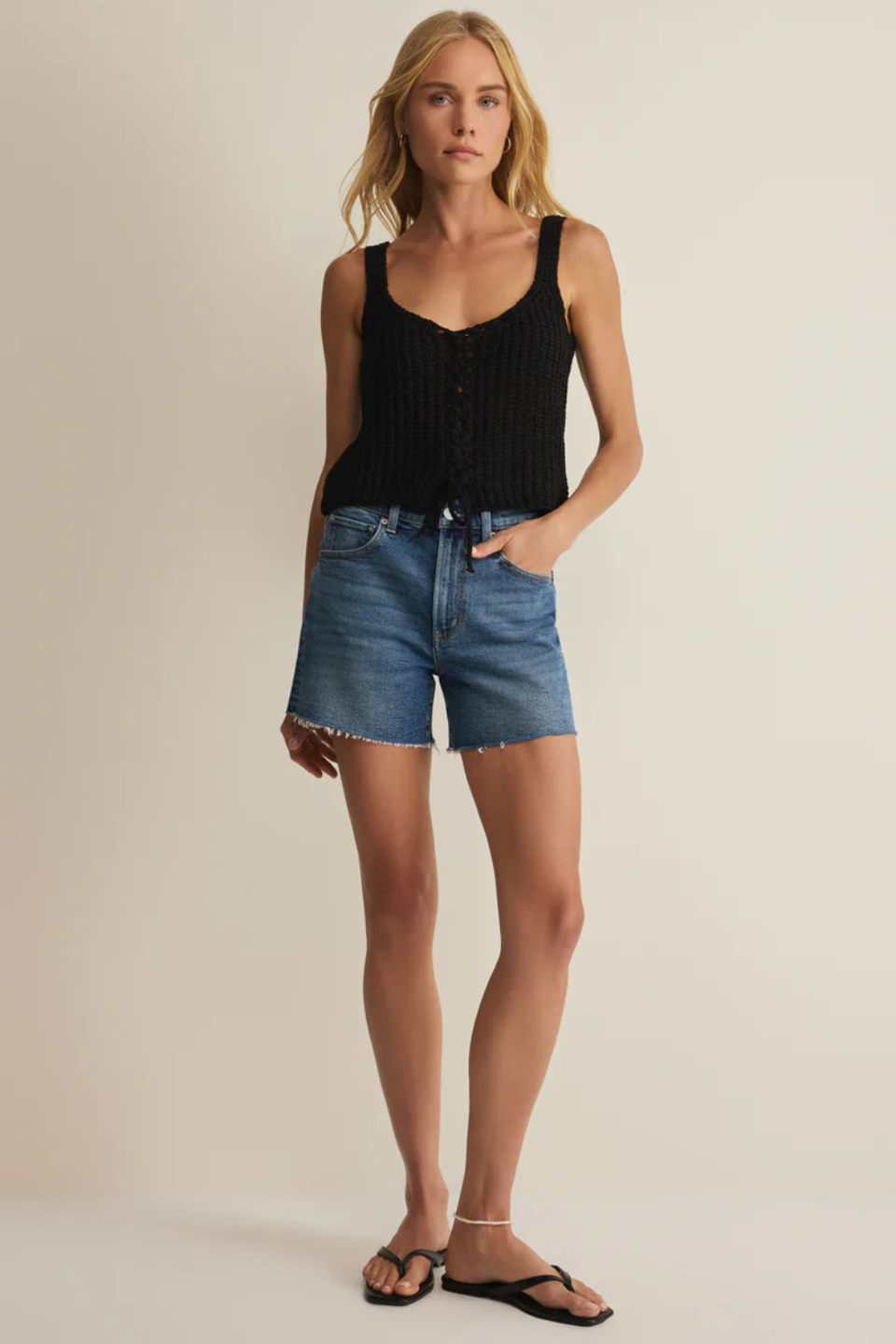 Z Supply Tate Lace Up Sweater Top Z SUPPLY