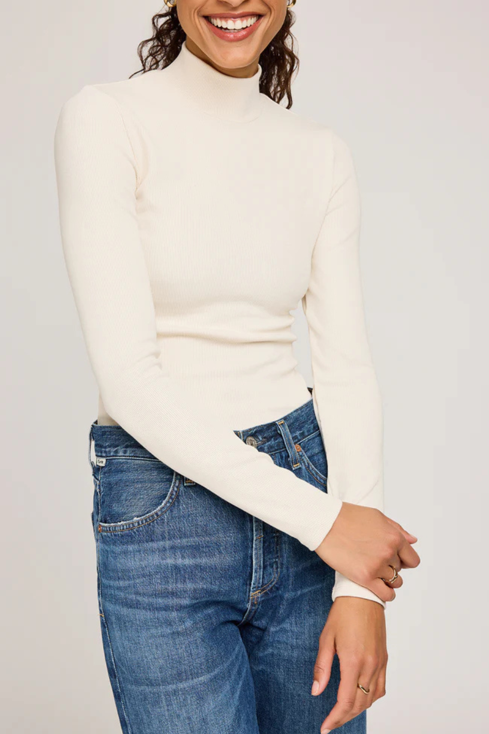 Wren Mockneck Top in Ecru
