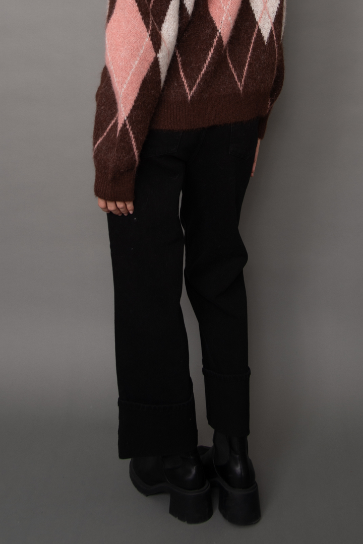 Rd Style Carla Stretch Denim Cuffed Wide Leg Jeans