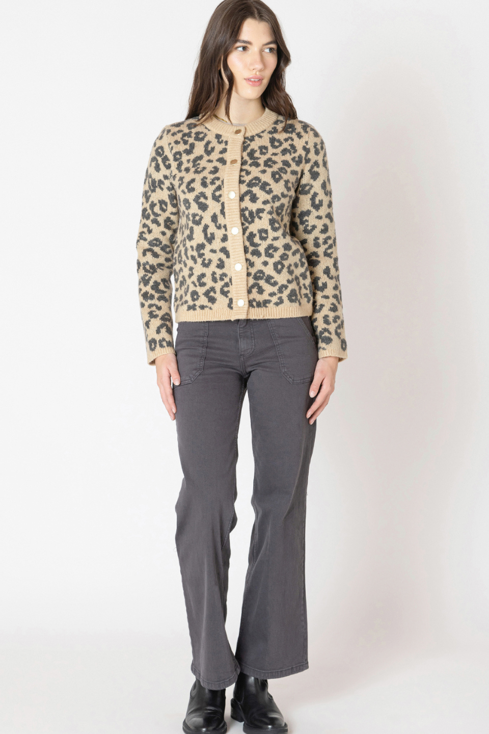Seraphina Crewneck Patterned Cardigan