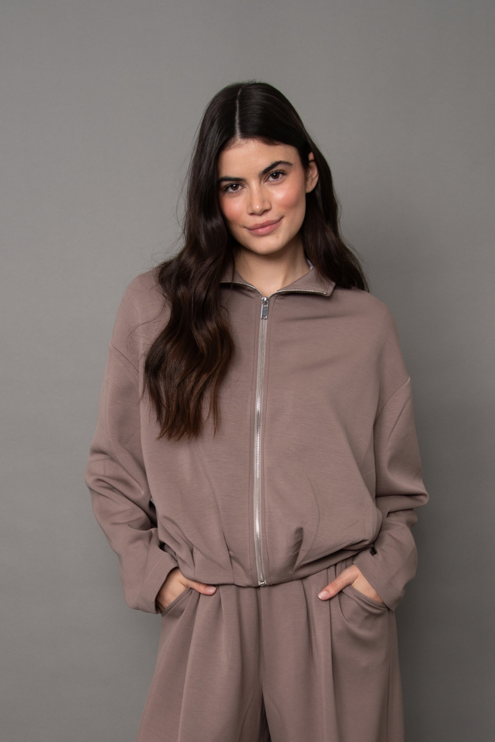 RD Style Midora Signature Soft Knit Zip Up Bubble Top