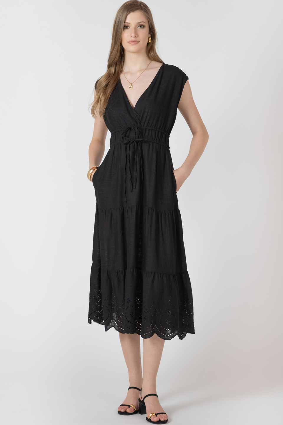 Black Tape Lucette Eyelet Dress - Hot Peppers Clothing