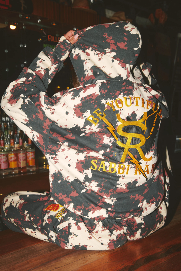 SABBI THE COW PRINT SABBI RANCH ZIP HOODIE SABBI