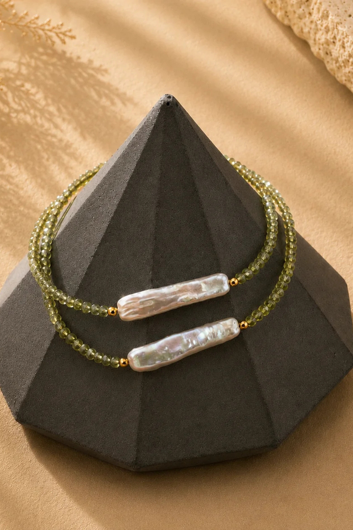 DBL Designs Good Energy Freshwater Pearl &amp; Green Crystal Bracelet