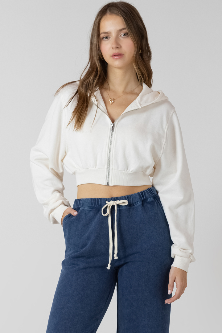 Sadie Cropped Zip-Front Hoodie