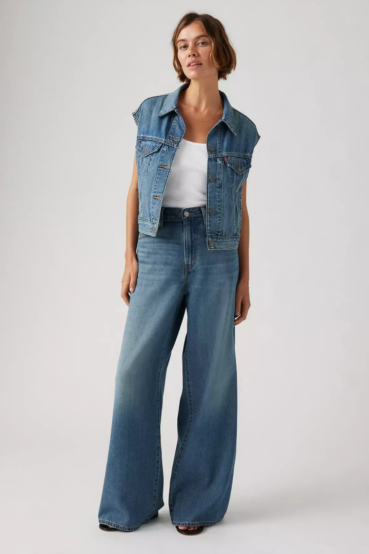 Xl Baggy Straight Linen+ Denim Jeans