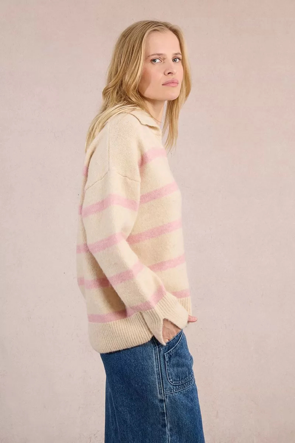 Striped polo sweater