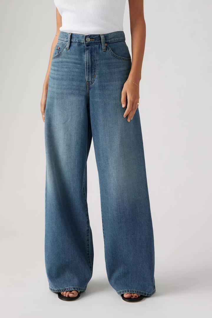 Xl Baggy Straight Linen+ Denim Jeans