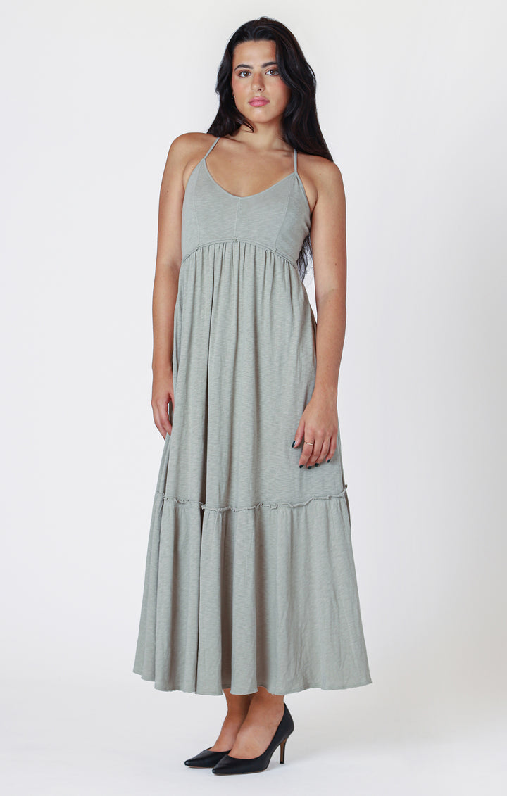 Raw Edge Tiered Maxi Dress