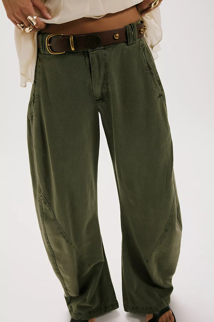 Free People Spotlight Washed Barrel Chino Trousers FREE PEOPLE