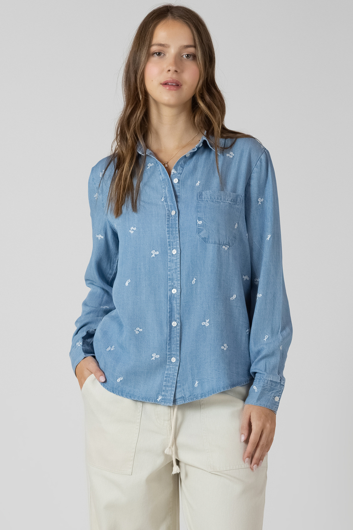 Dailey Embroidered Button-Front Shirt