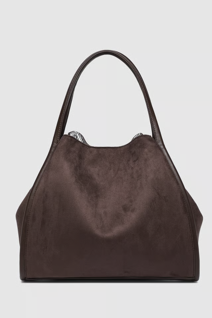 Sutton Shoulder Bag in Suede Chocolate