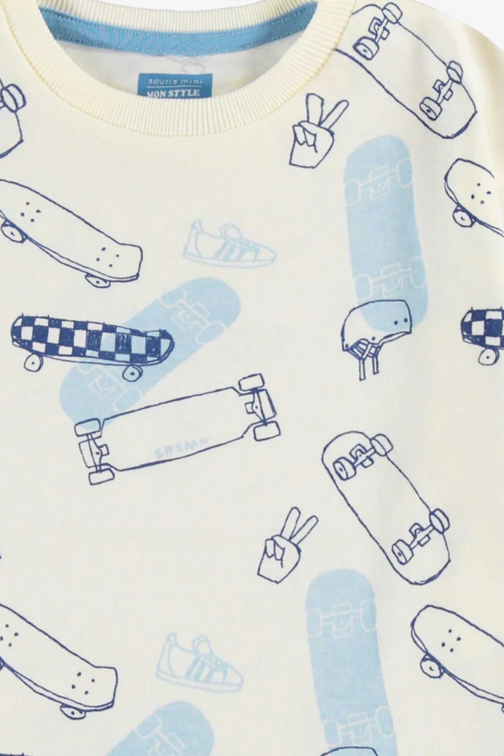 Cream T-shirt with all over print