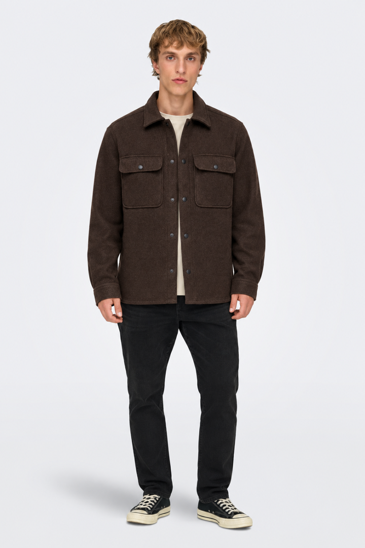ONLY &amp; SONS Ash Wool Shirt