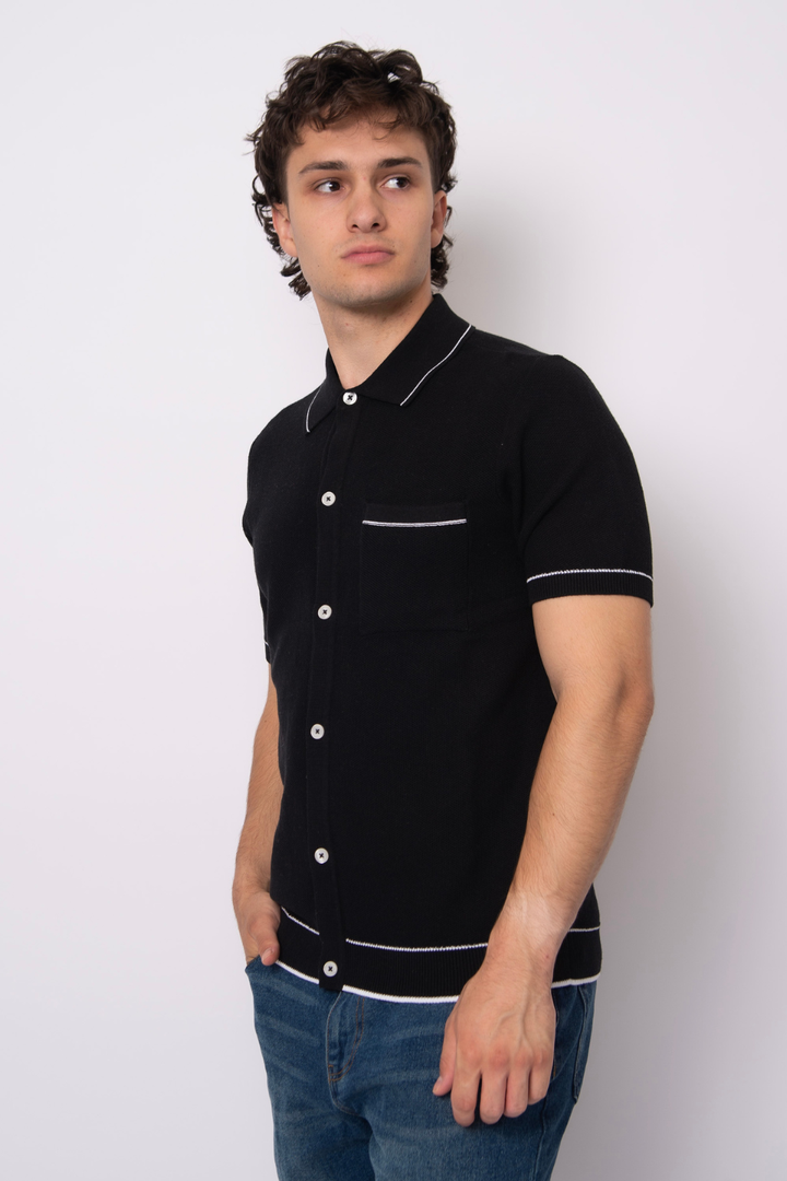 Knit Button-Front Polo - Hot Peppers Clothing