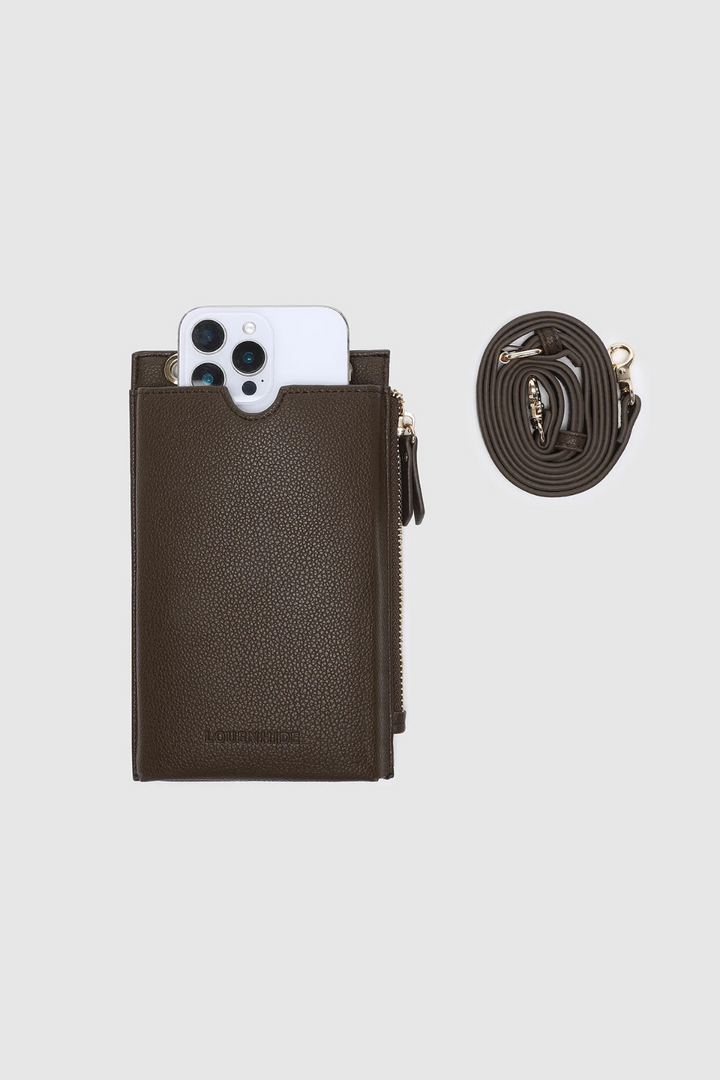 Suki RFID Phone Bag in Chocolate