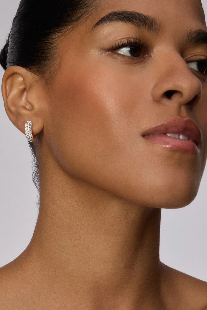 Starburst Sparkle Reversible Hoop Earrings in White