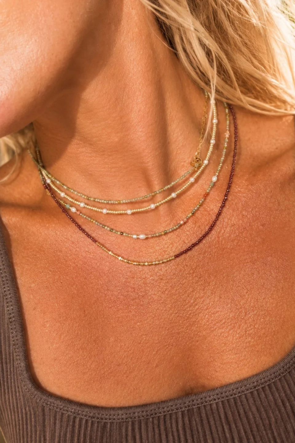DBL Designs Good Energy Burgundy Carnelian Gemstone Layering Necklace