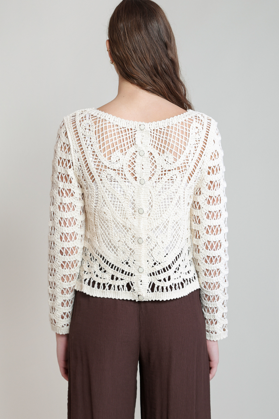 Dex Melanie Crochet Button-Back Top