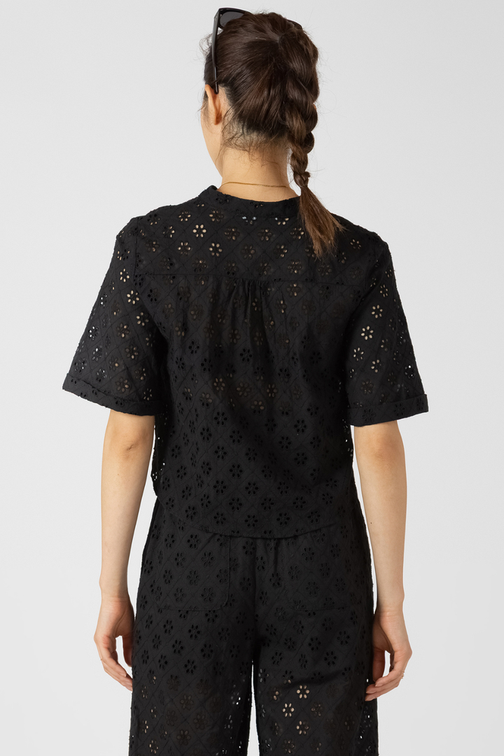 Black Tape Monica Cutwork Embroidery Blouse - Hot Peppers Clothing