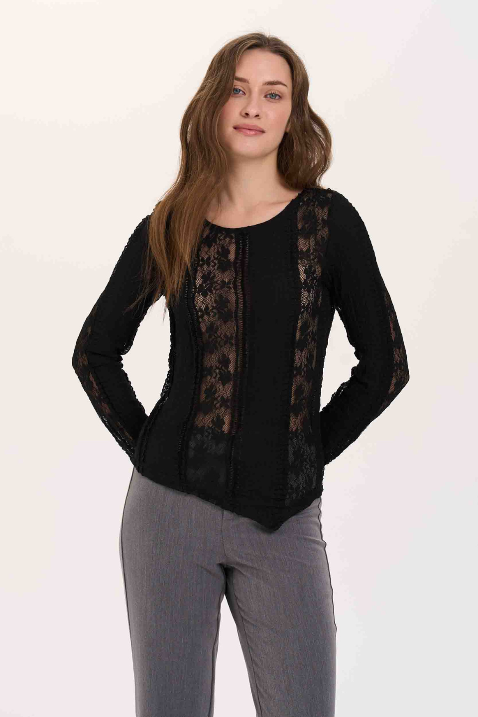 24COLOURS Hollis Asymmetrical Lace Shirt