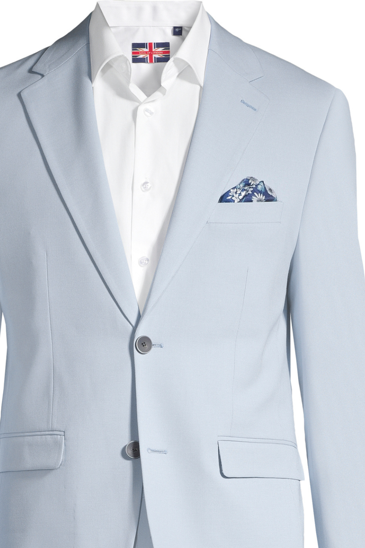 SOUL OF LONDON Slim Fit Stretch Suit in Powder Blue - Hot Peppers Clothing