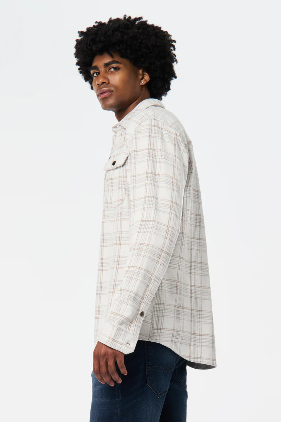 Samme Plaid Blanket Shirt in Milk